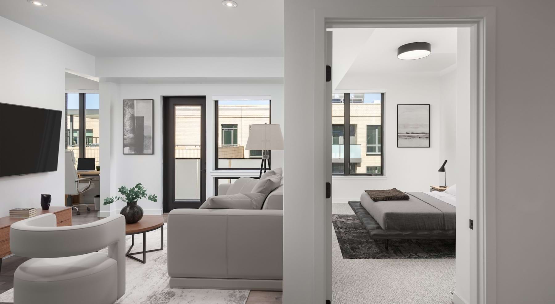 Open space living area with natural lighting