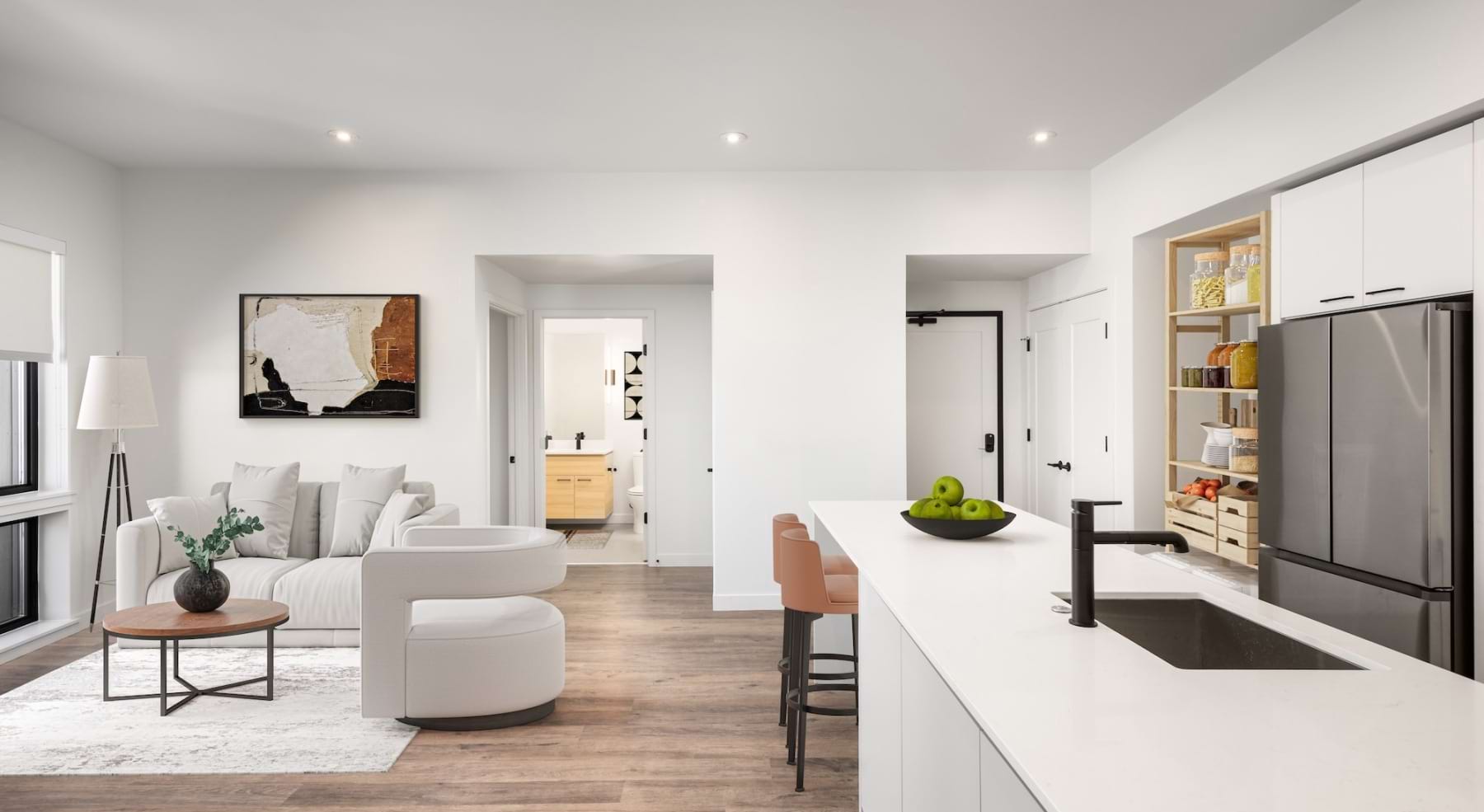 Well-lit kitchen with ample counter space
