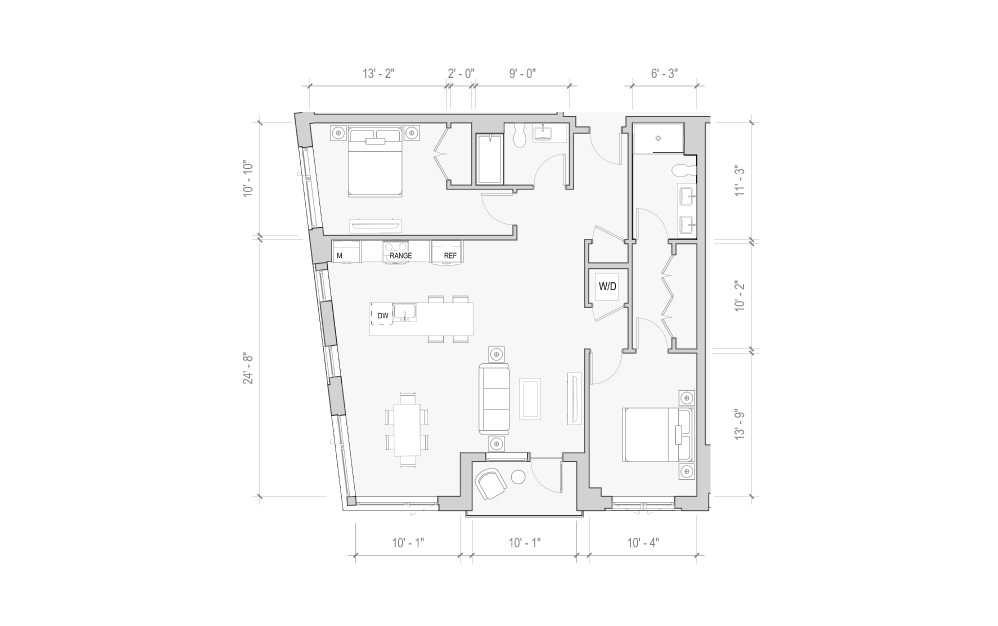 Tiger Eye - Pearl - 2 bedroom floorplan layout with 2.5 bathrooms and 1357 square feet