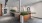 bright lobby with wall art
